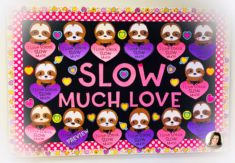 Valentine's Day Sloths Bulletin Board