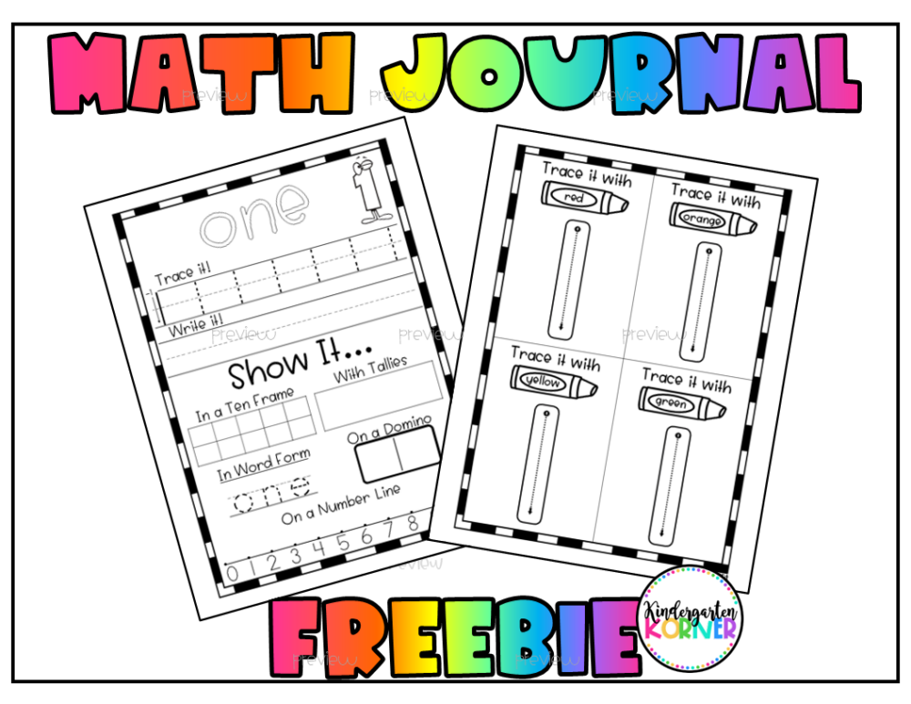 Free Beginning of the Year Kindergarten Math Journal